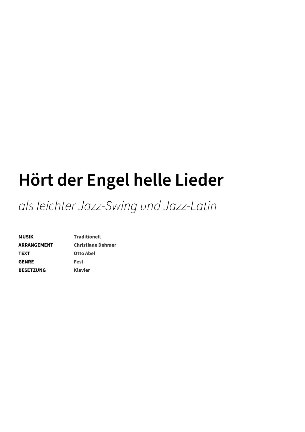 Hört der Engel helle Lieder - Title Page