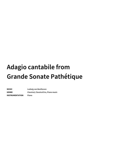 Adagio cantabile from Grande Sonate Pathétique - Title Page