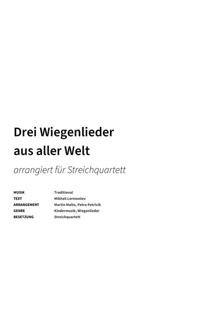 Drei Wiegenlieder aus aller Welt - Title Page