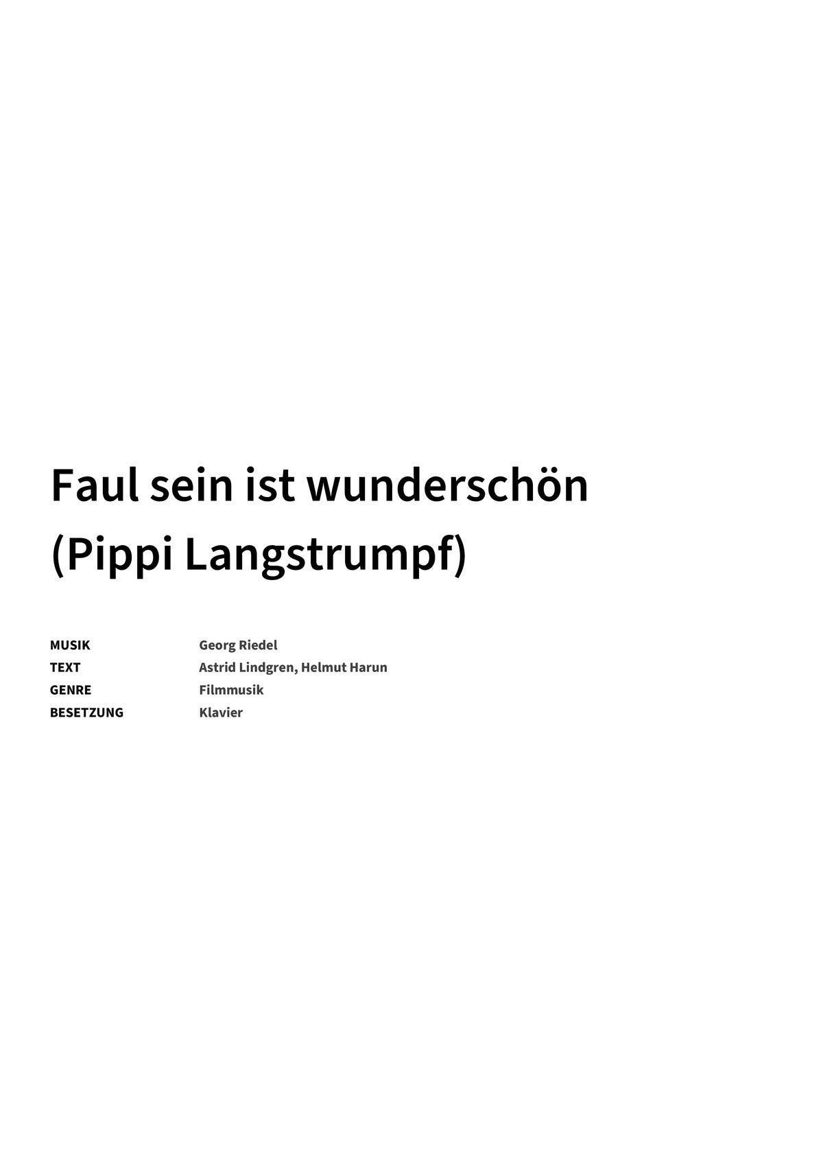 Faul sein ist wunderschön (Pippi Langstrumpf) - Title Page