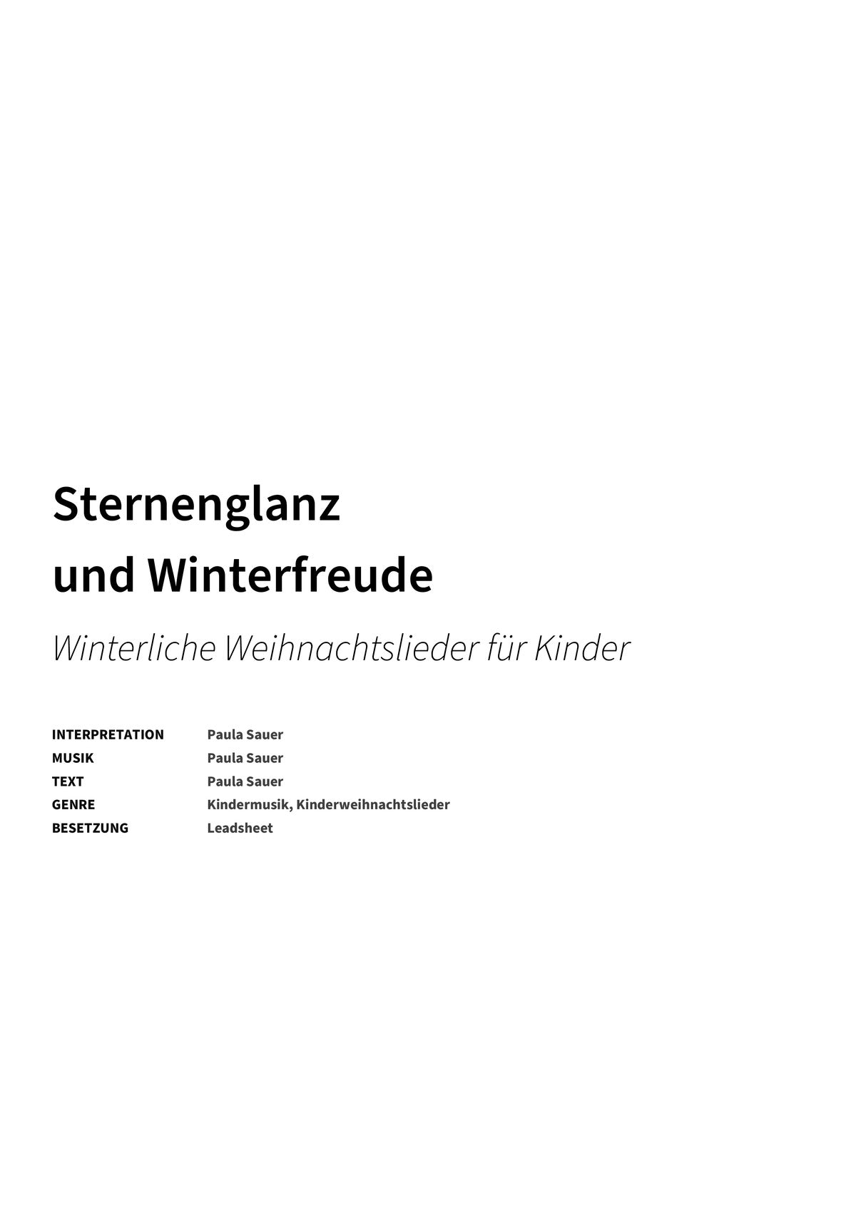 Sternenglanz und Winterfreude - Title Page