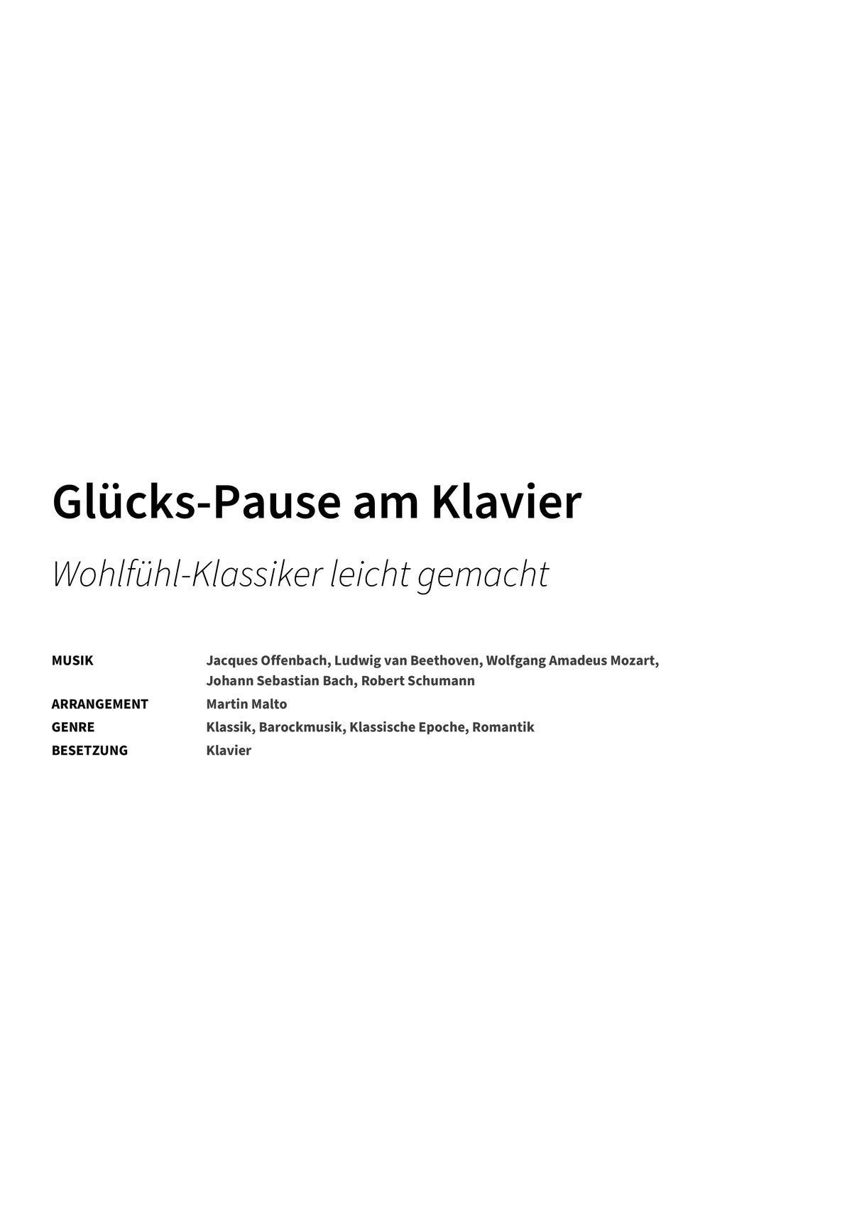 Glücks-Pause am Klavier - Title Page