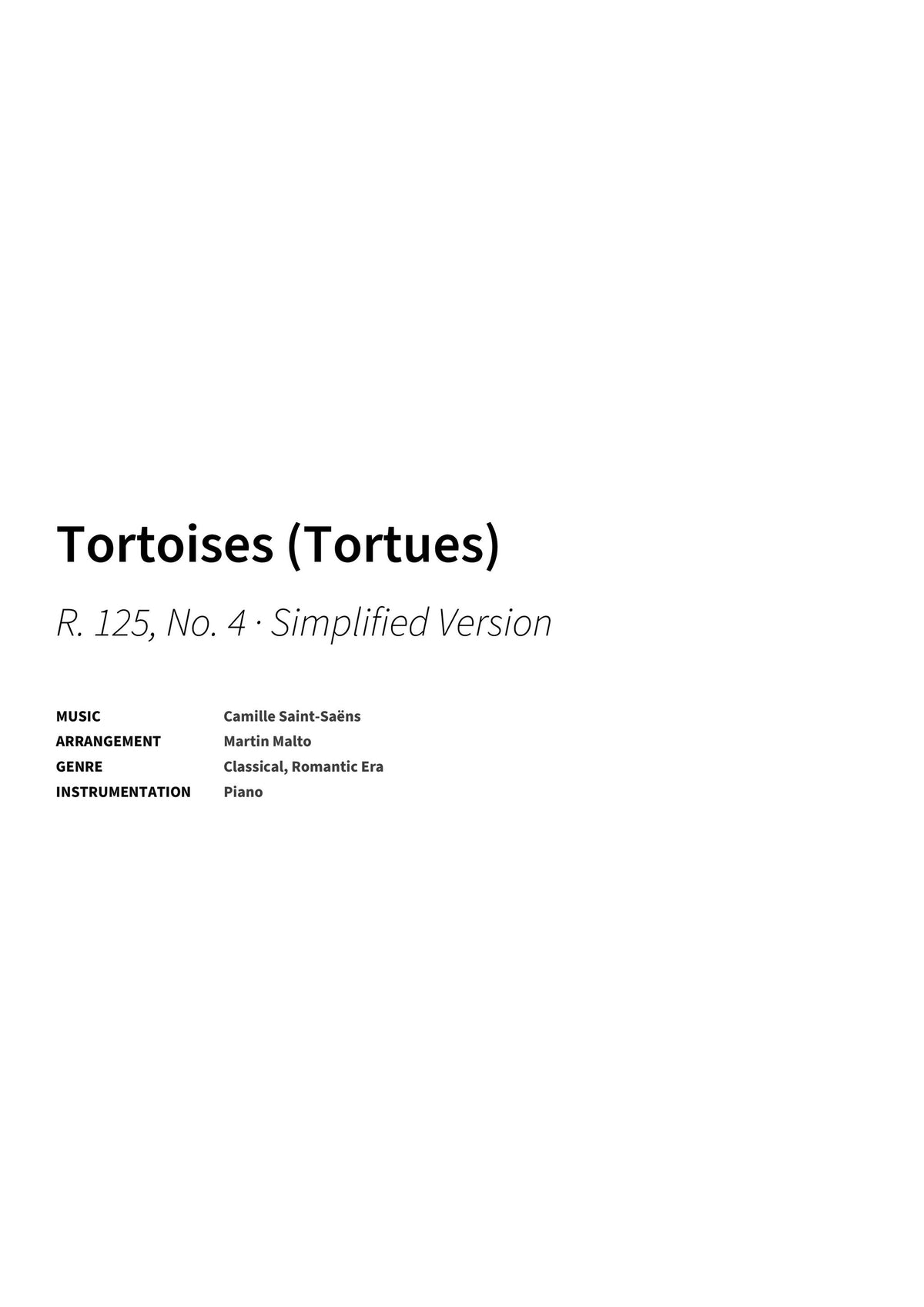 Tortoises (Tortues) - Title Page