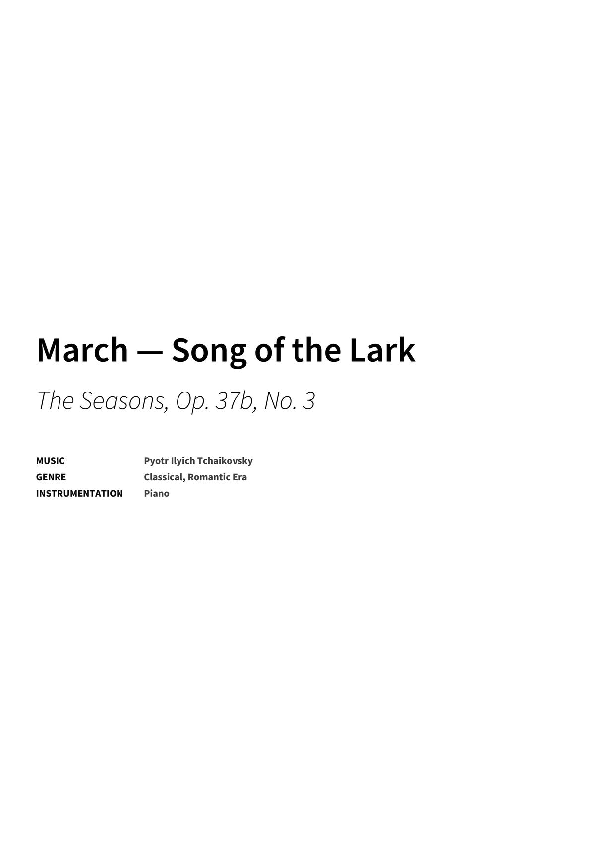 March — Song of the Lark - Title Page