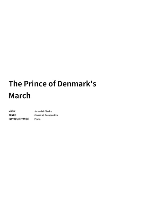 The Prince of Denmark's March - Title Page