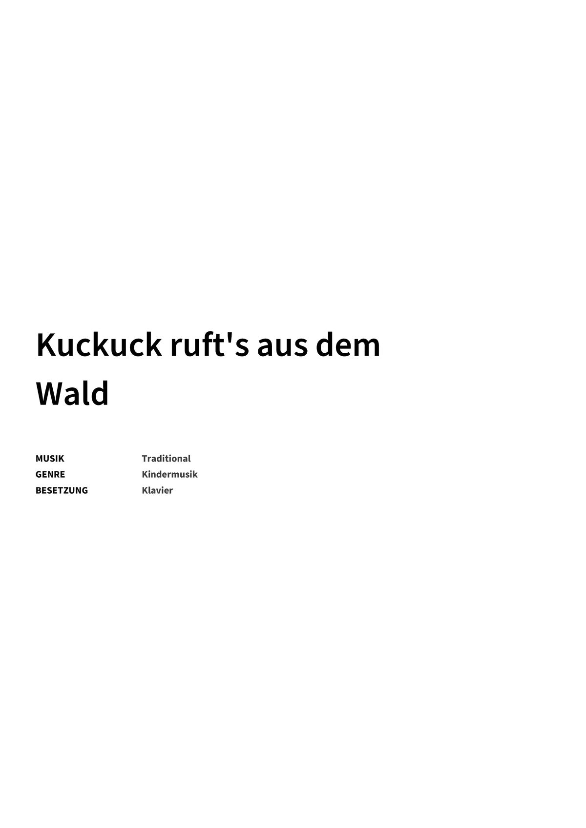 Kuckuck ruft's aus dem Wald - Title Page