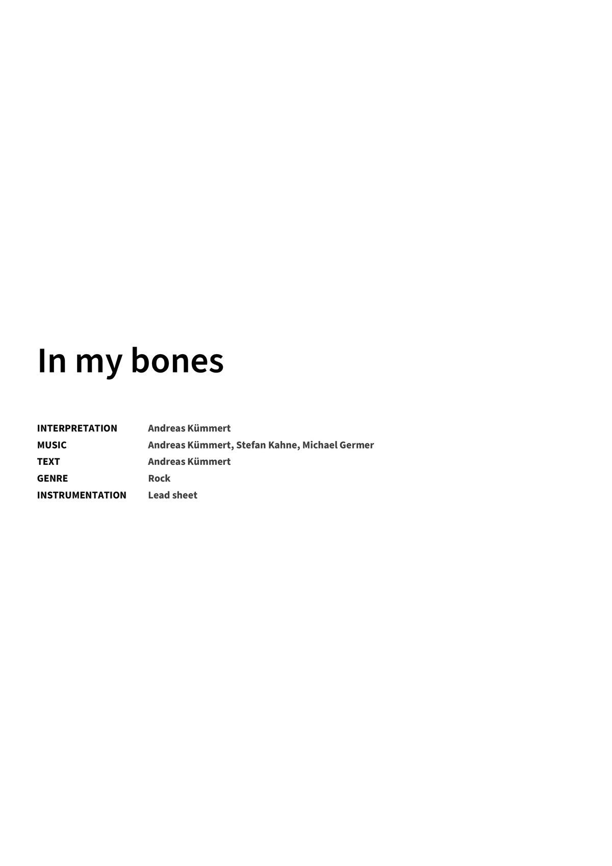 In my bones - Title Page