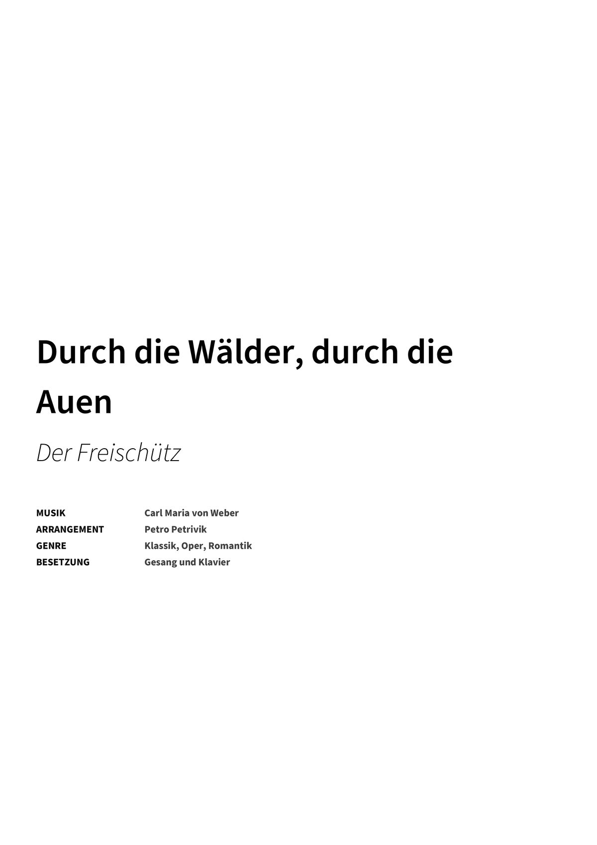 Durch die Wälder, durch die Auen - Title Page