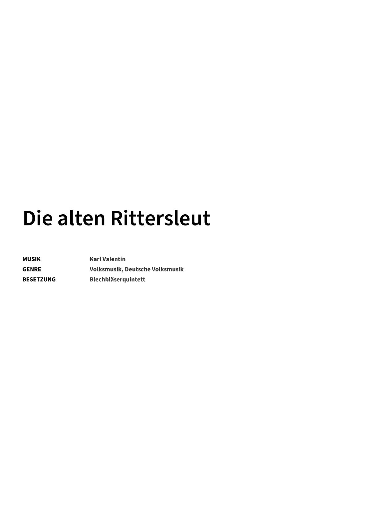 Die alten Rittersleut - Title Page