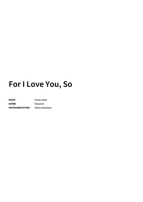 For I Love You, So - Title Page