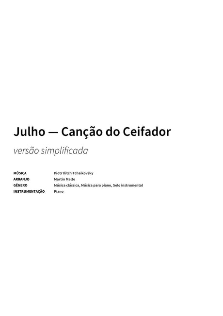 Julho — Canção do Ceifador - Title Page