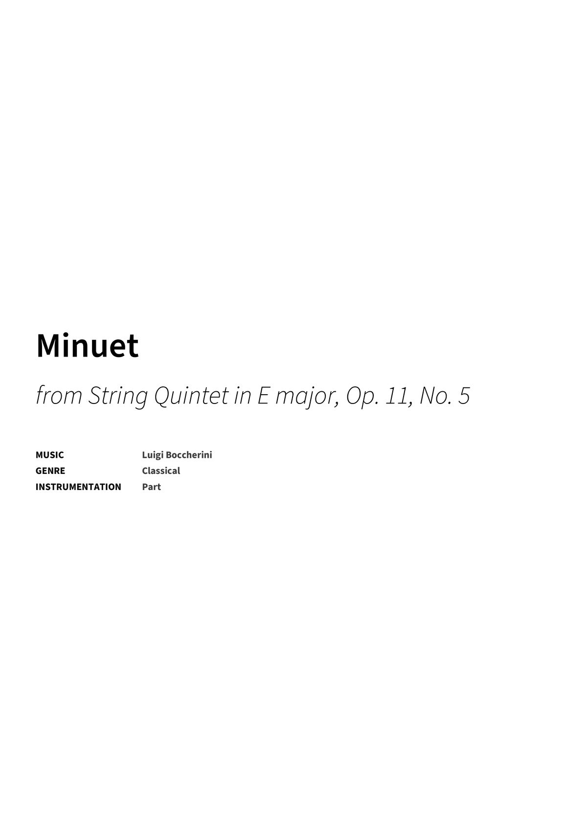 Minuet - Title Page
