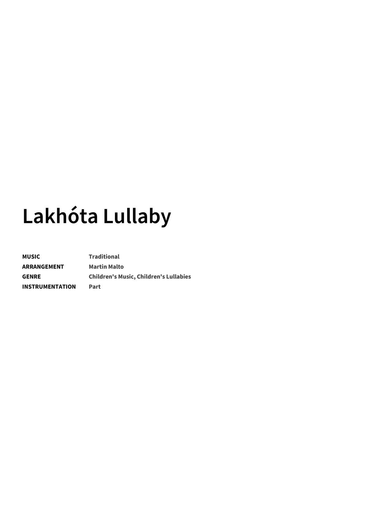 Lakhóta Lullaby - Title Page