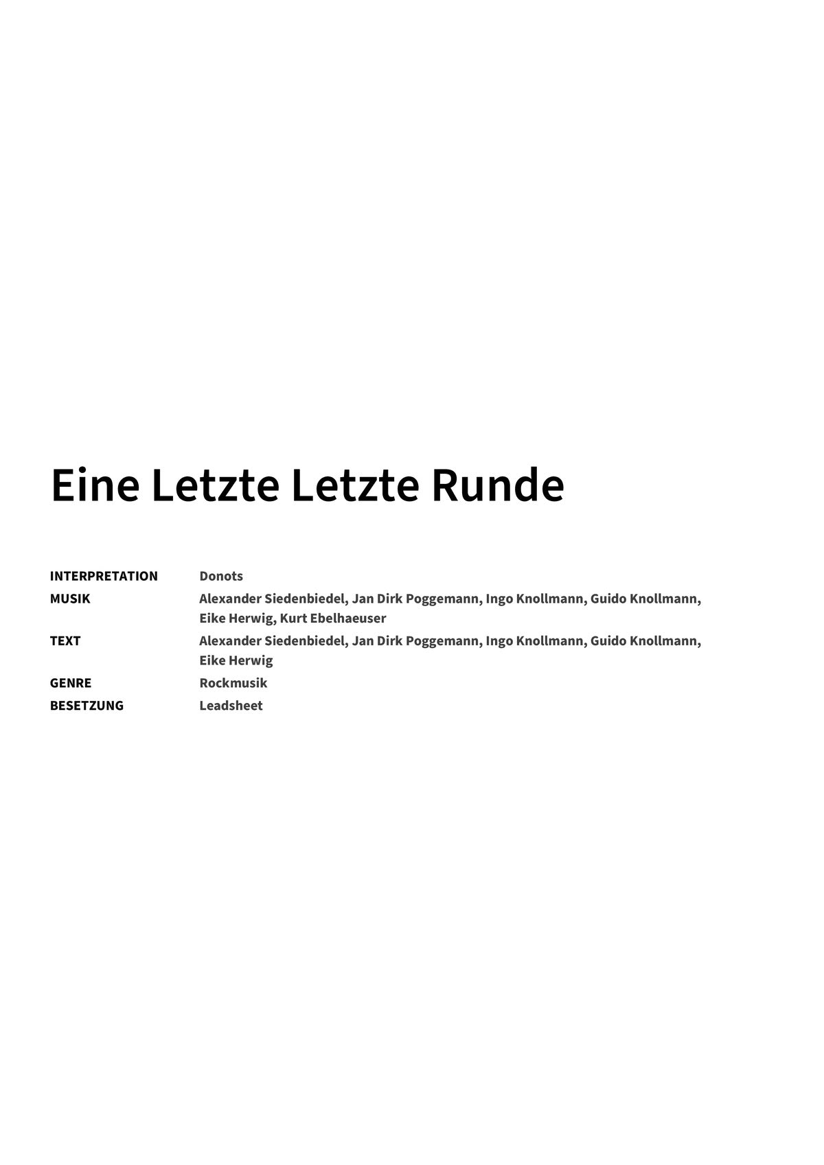 Eine Letzte Letzte Runde - Title Page