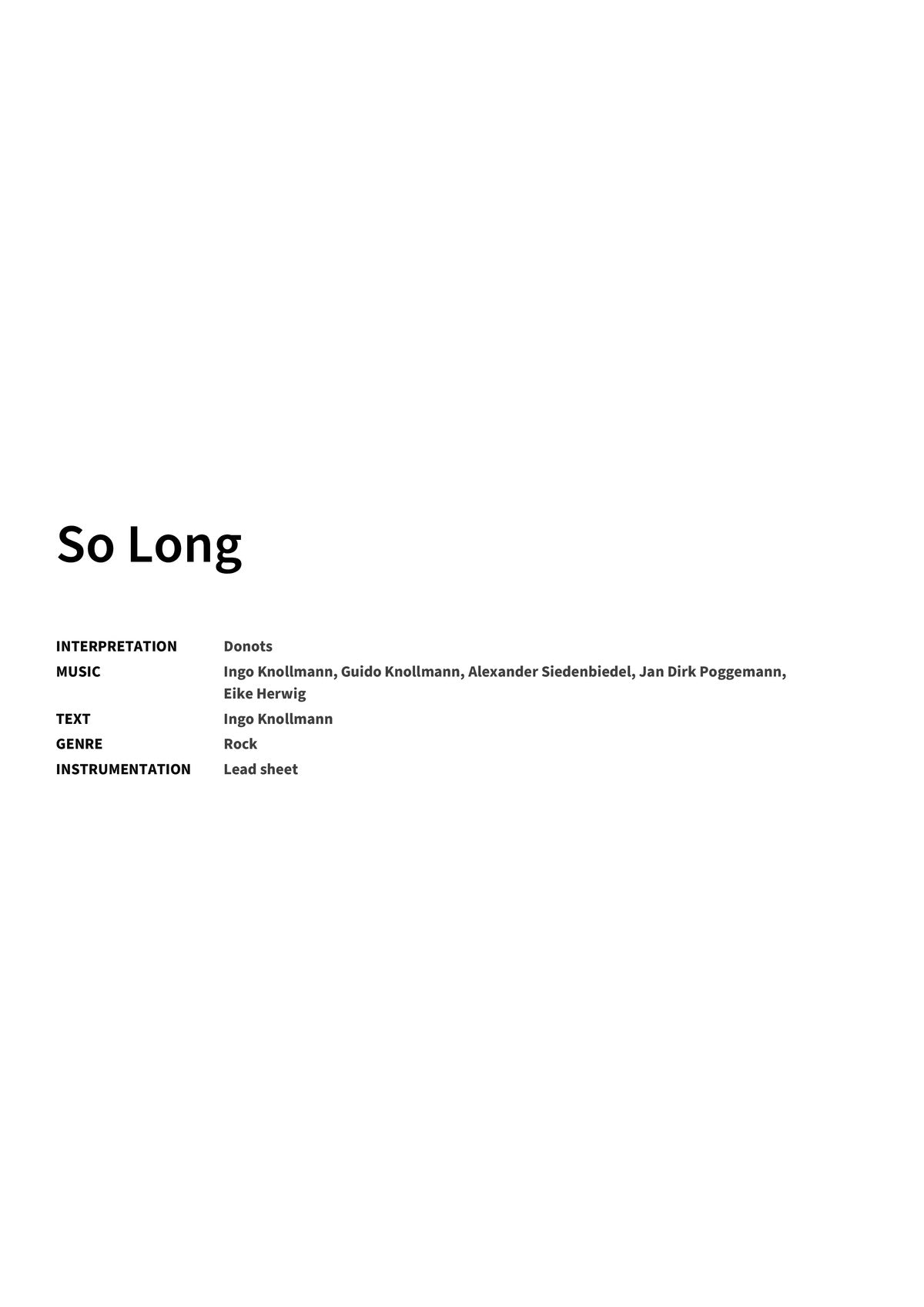 So Long - Title Page