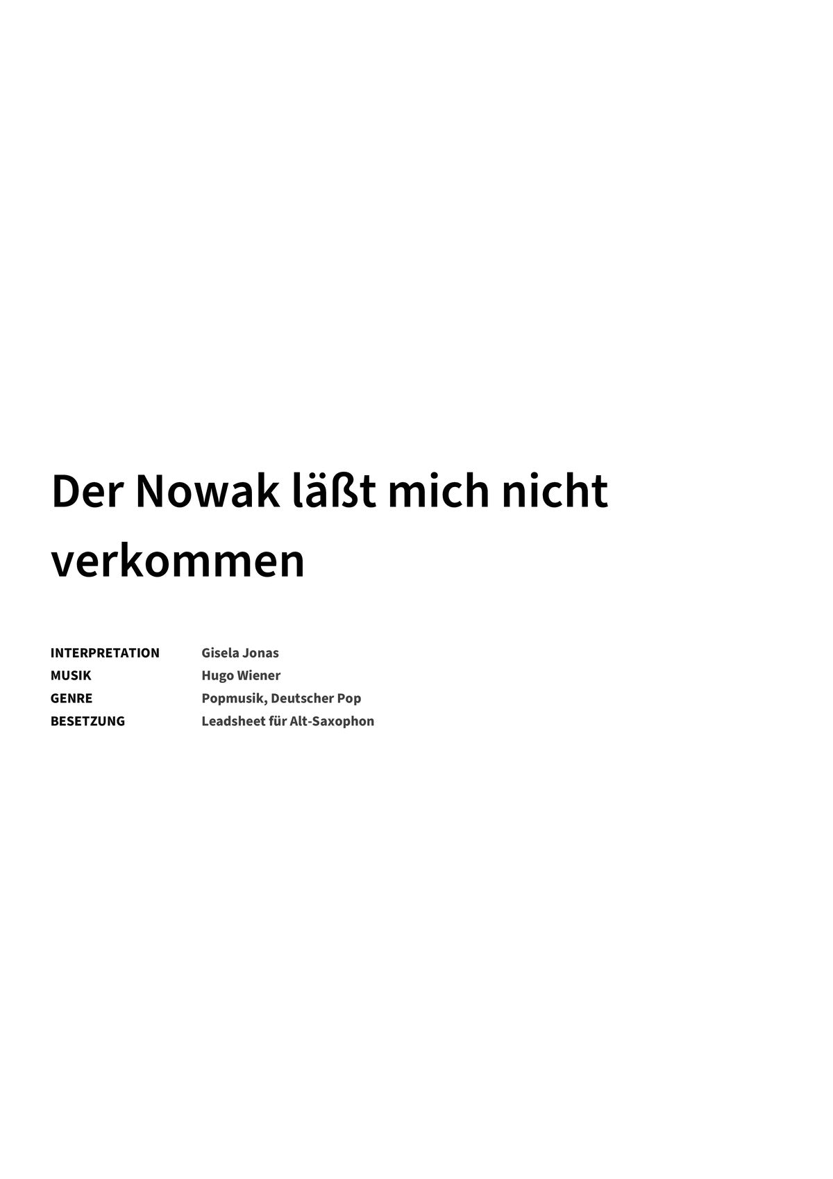 Der Nowak läßt mich nicht verkommen - Title Page