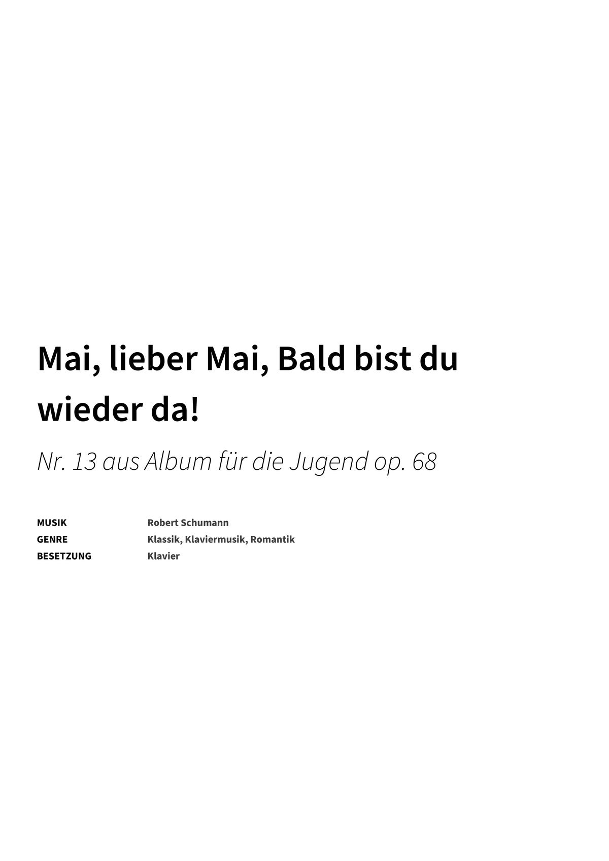 Mai, lieber Mai, Bald bist du wieder da! - Title Page