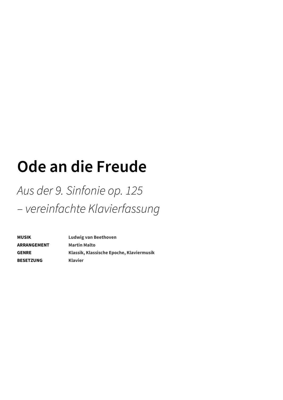Ode an die Freude - Title Page