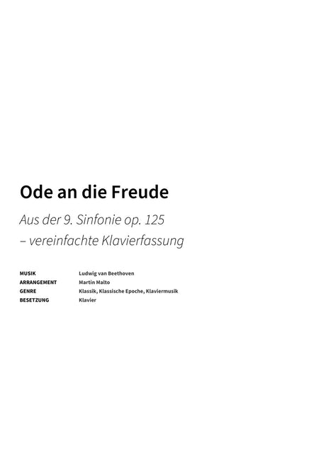 Ode an die Freude - Title Page
