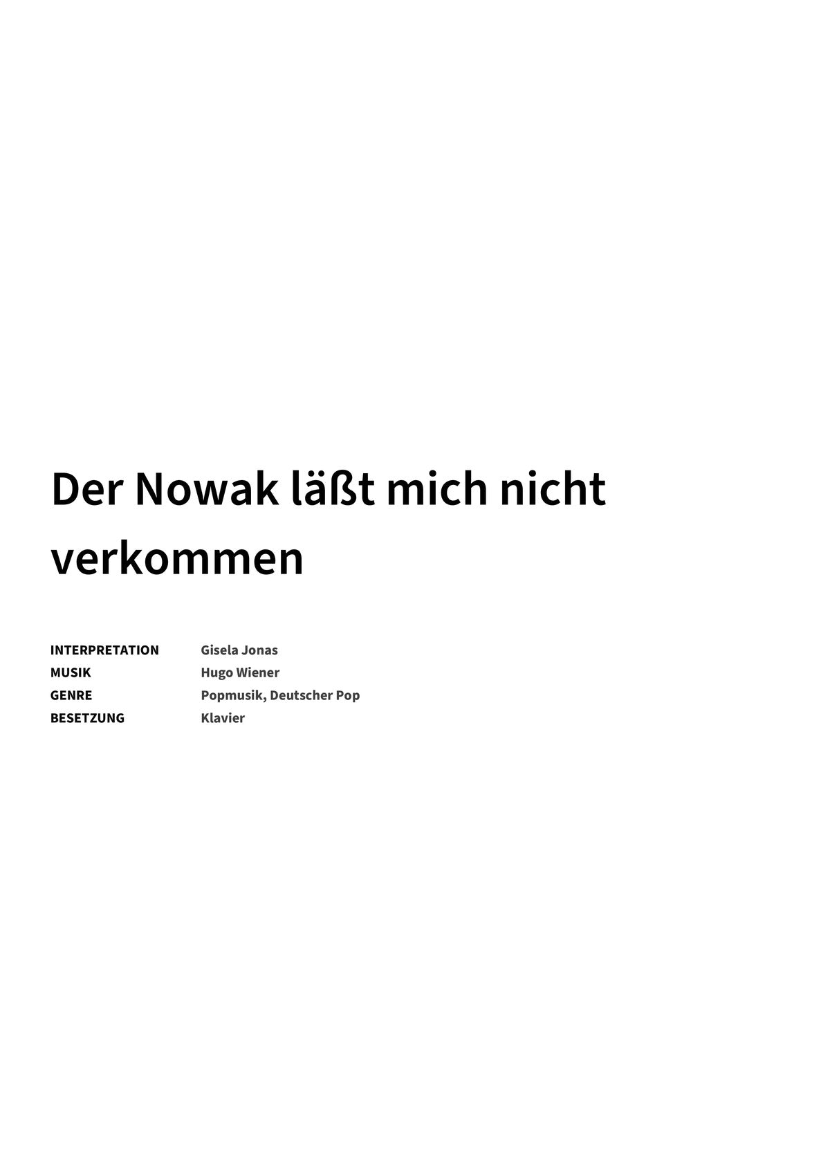 Der Nowak läßt mich nicht verkommen - Title Page