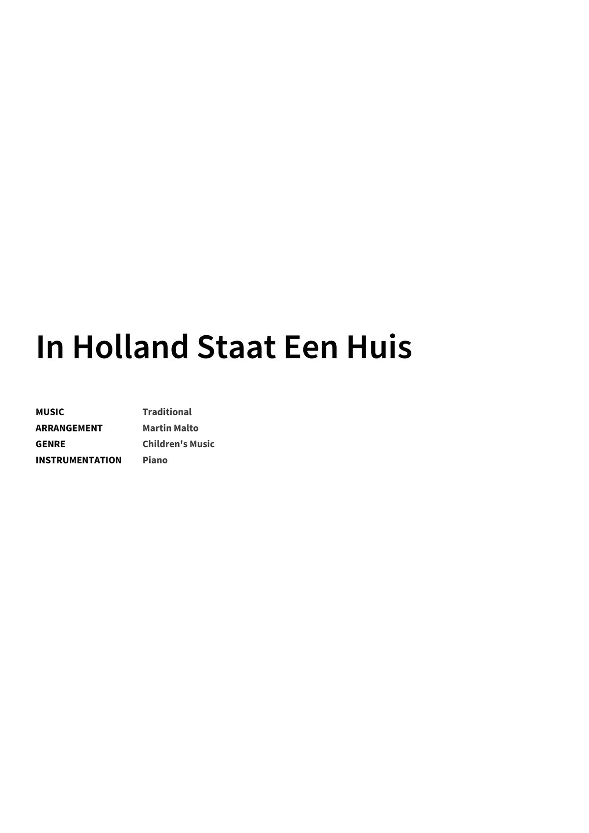 In Holland Staat Een Huis - Title Page