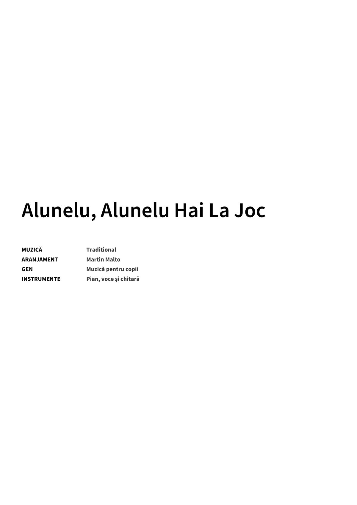 Alunelu, Alunelu Hai La Joc - Title Page