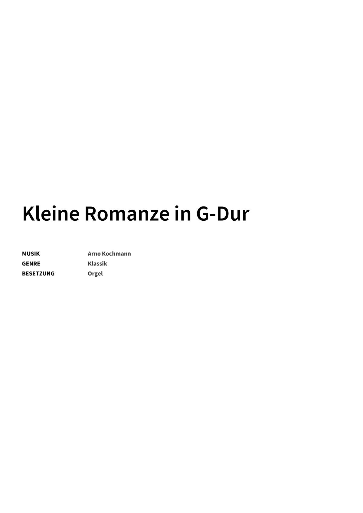 Kleine Romanze in G-Dur - Title Page