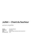 Juillet — Chant du faucheur - Title Page