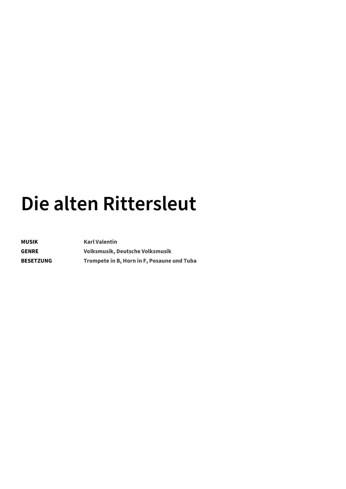 Die alten Rittersleut - Title Page
