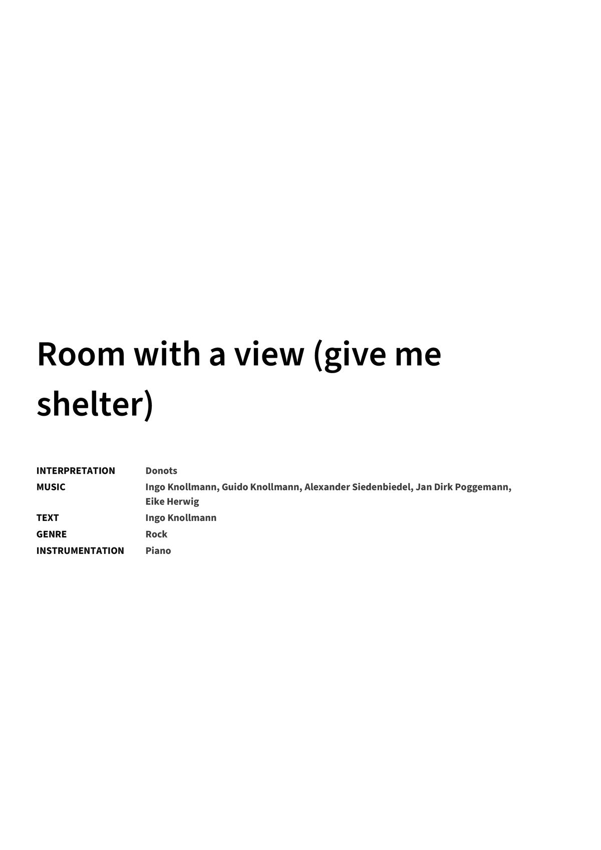 Room with a view (give me shelter) - Title Page