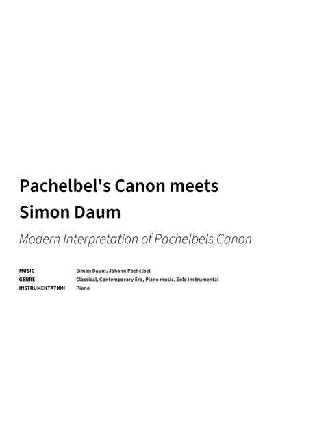 Pachelbel's Canon meets Simon Daum - Title Page