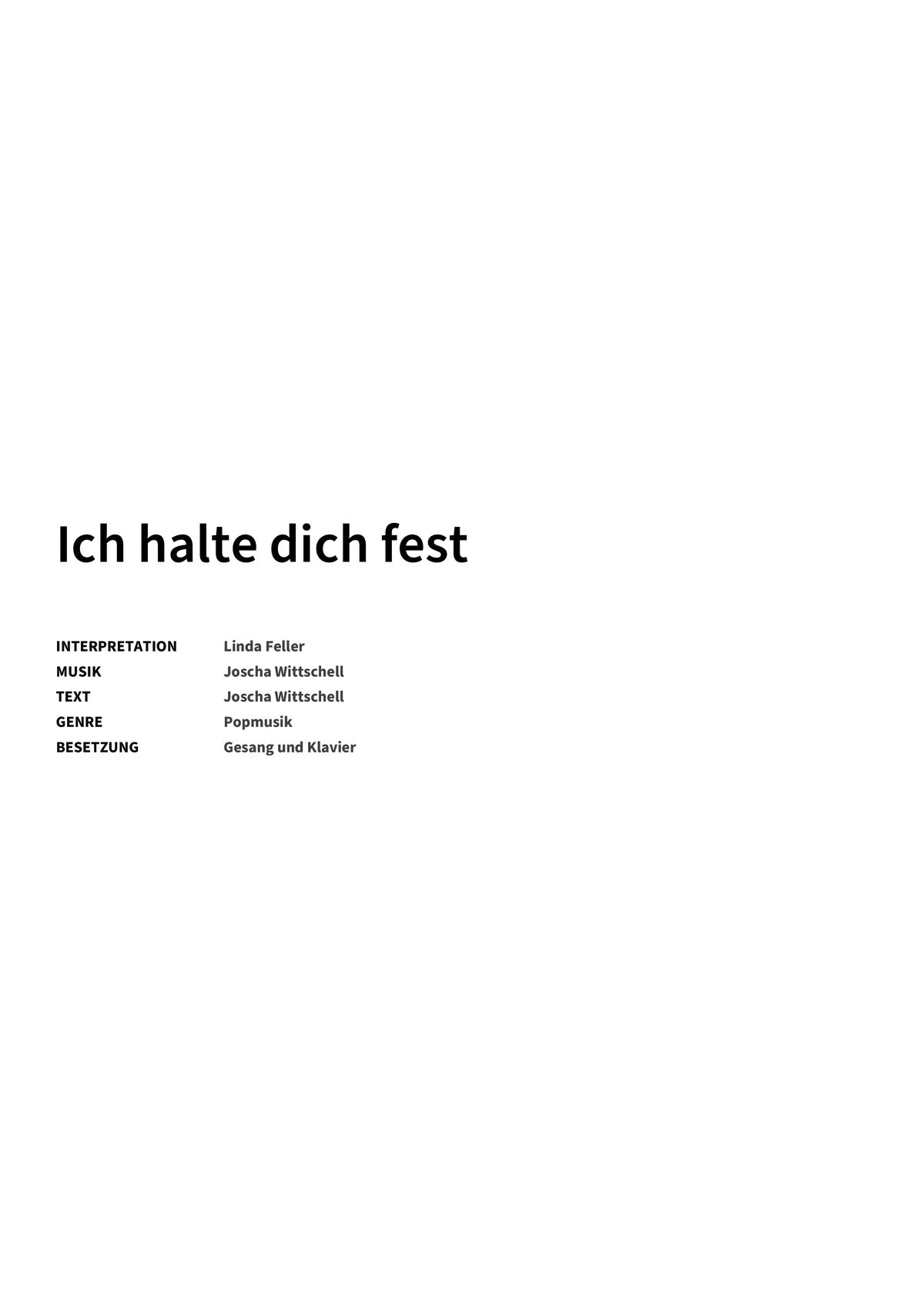 Ich halte dich fest - Title Page