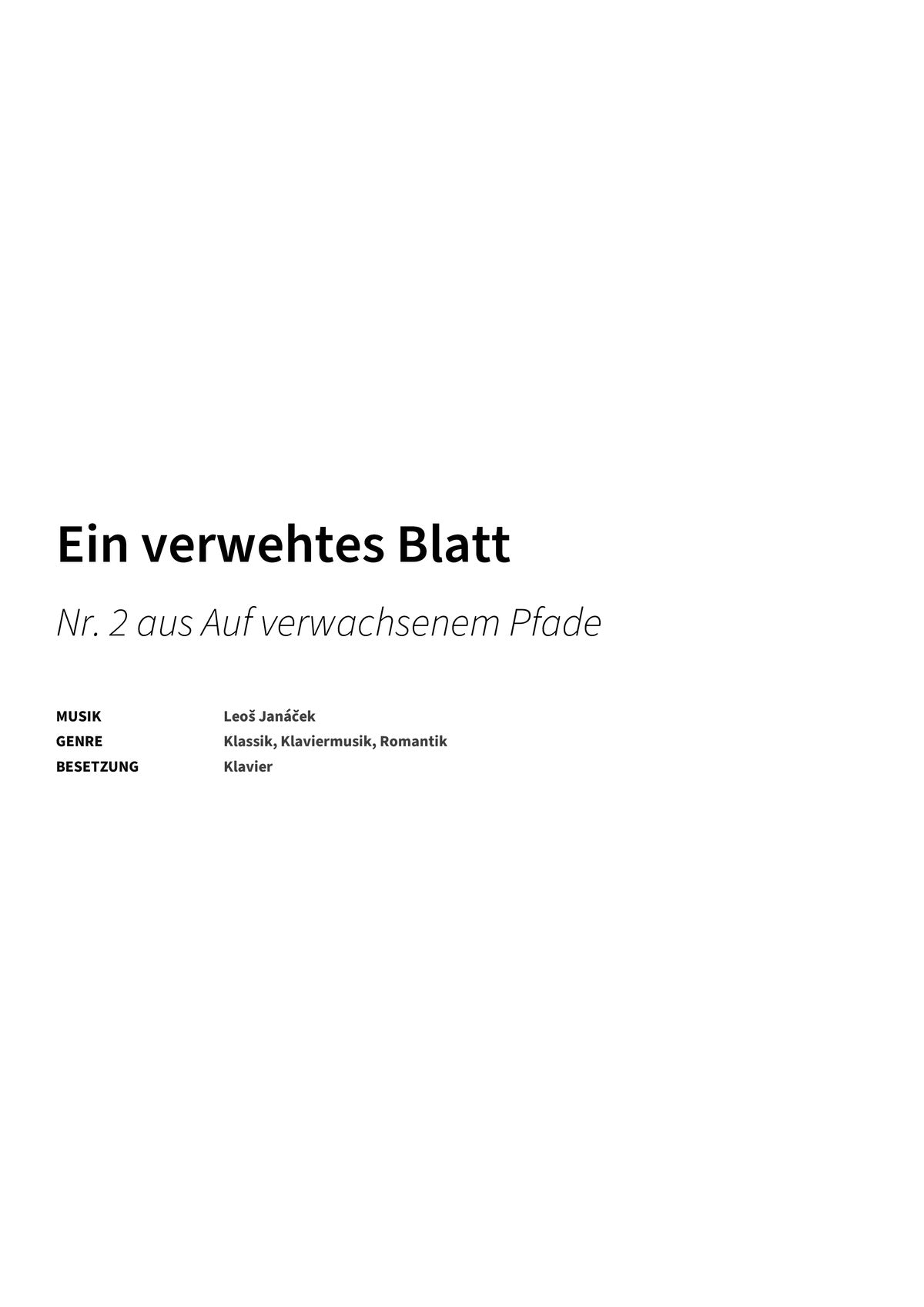 Ein verwehtes Blatt - Title Page