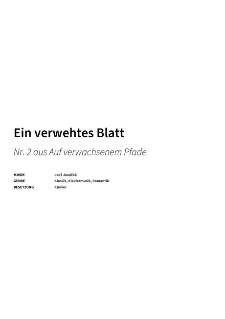 Ein verwehtes Blatt - Title Page