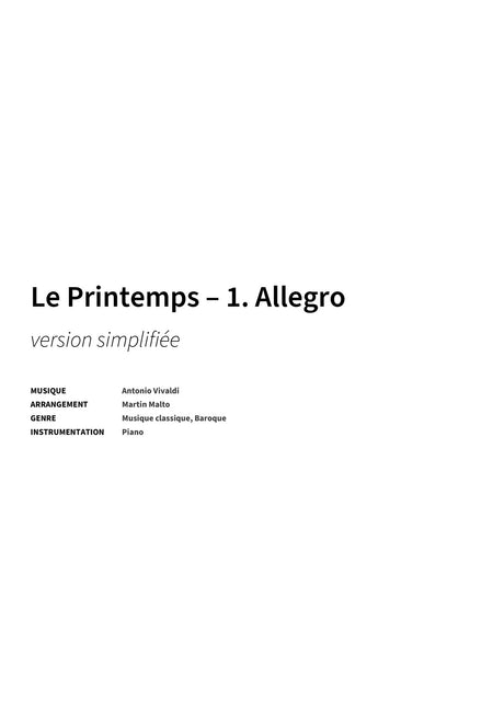 Le Printemps – 1. Allegro - Title Page