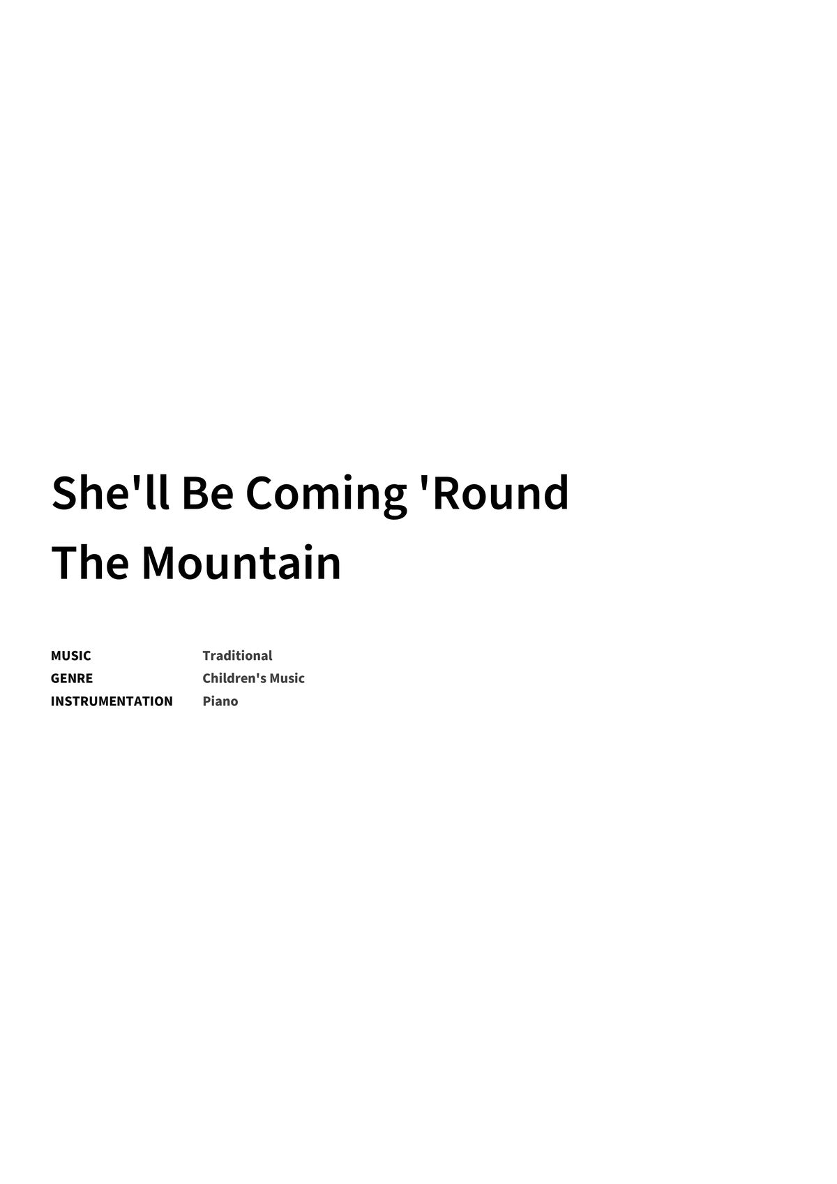 She'll Be Coming 'Round The Mountain - Title Page