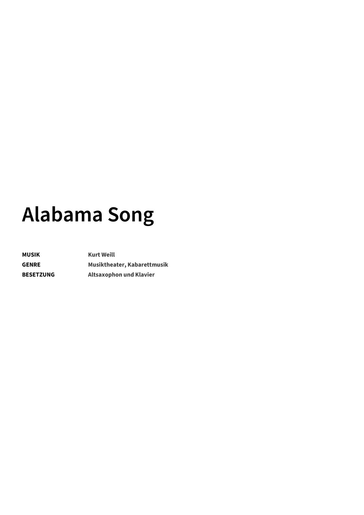 Alabama Song - Title Page