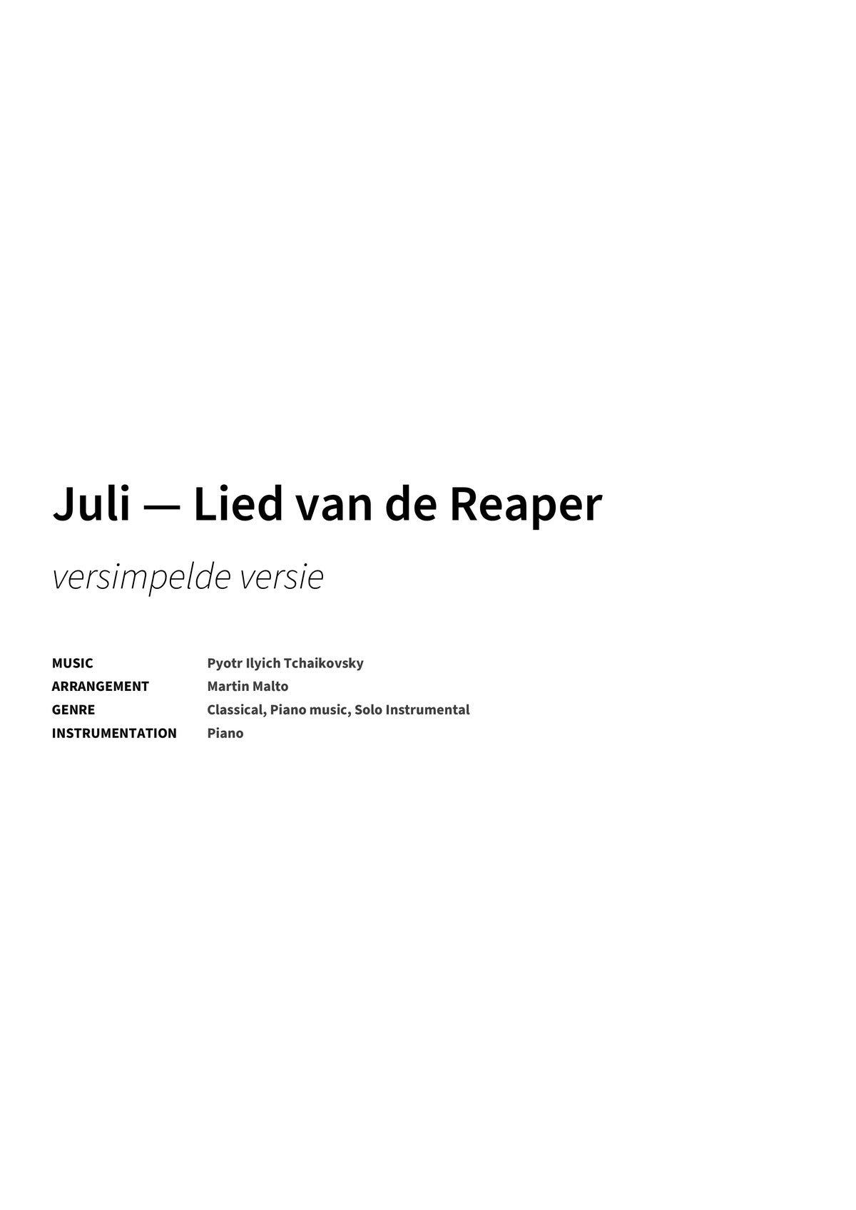 Juli — Lied van de Reaper - Title Page
