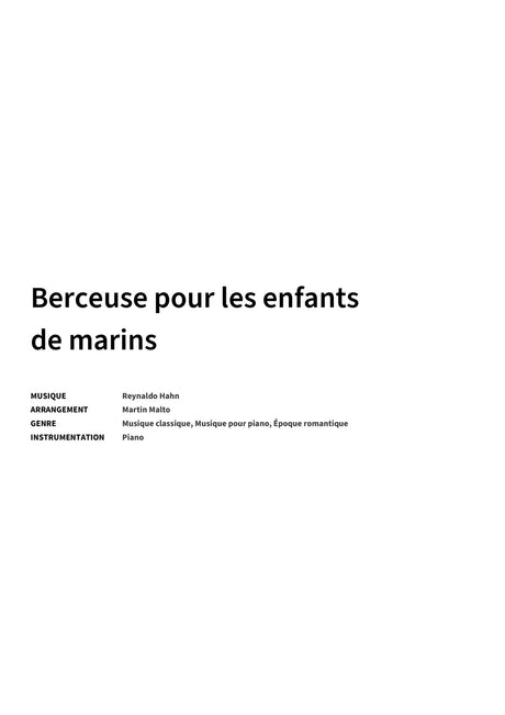 Berceuse pour les enfants de marins - Title Page