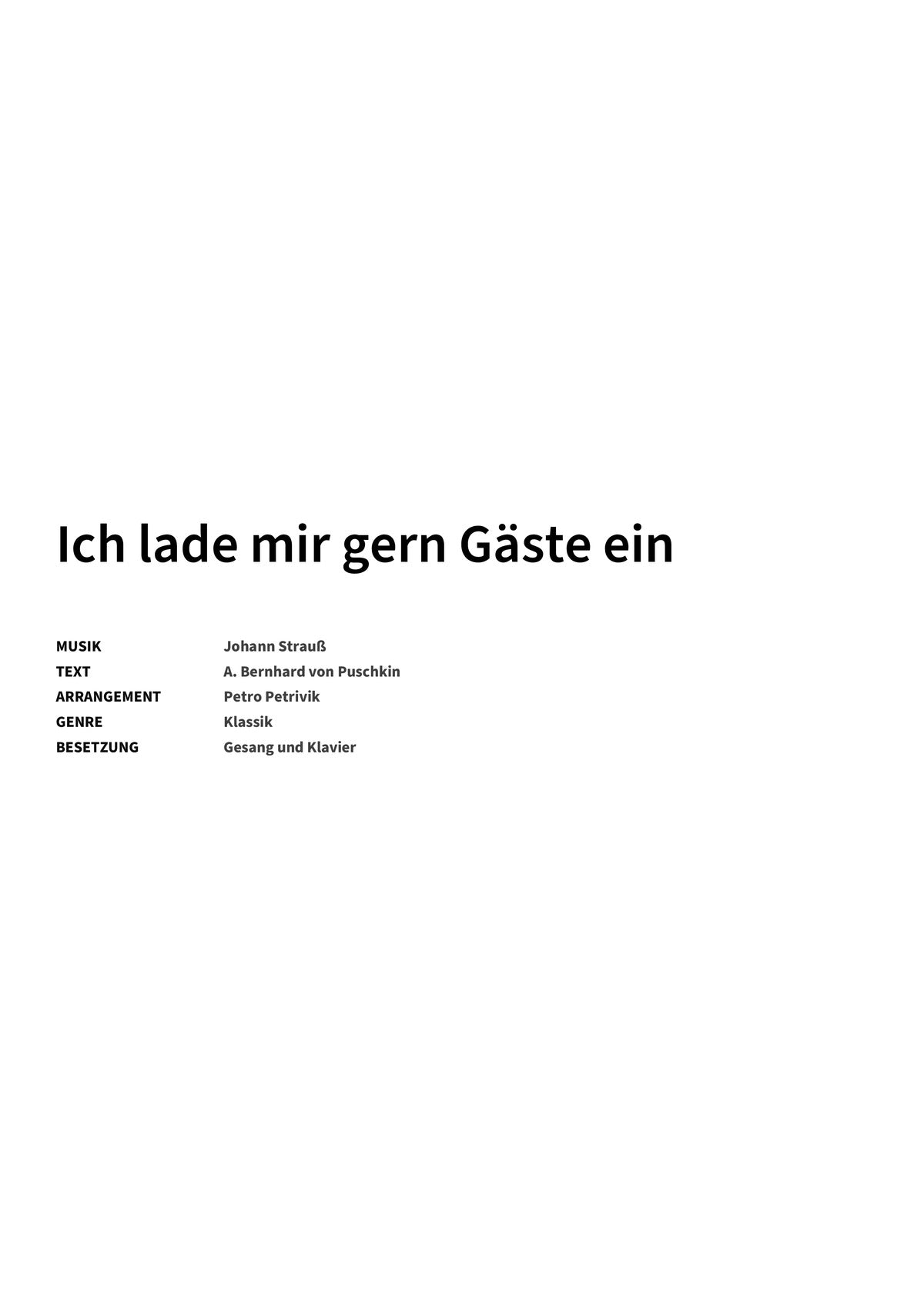 Ich lade mir gern Gäste ein - Title Page