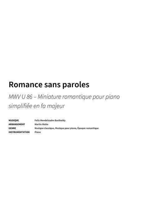 Romance sans paroles - Title Page