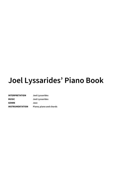 Joel Lyssarides’ Piano Book - Title Page