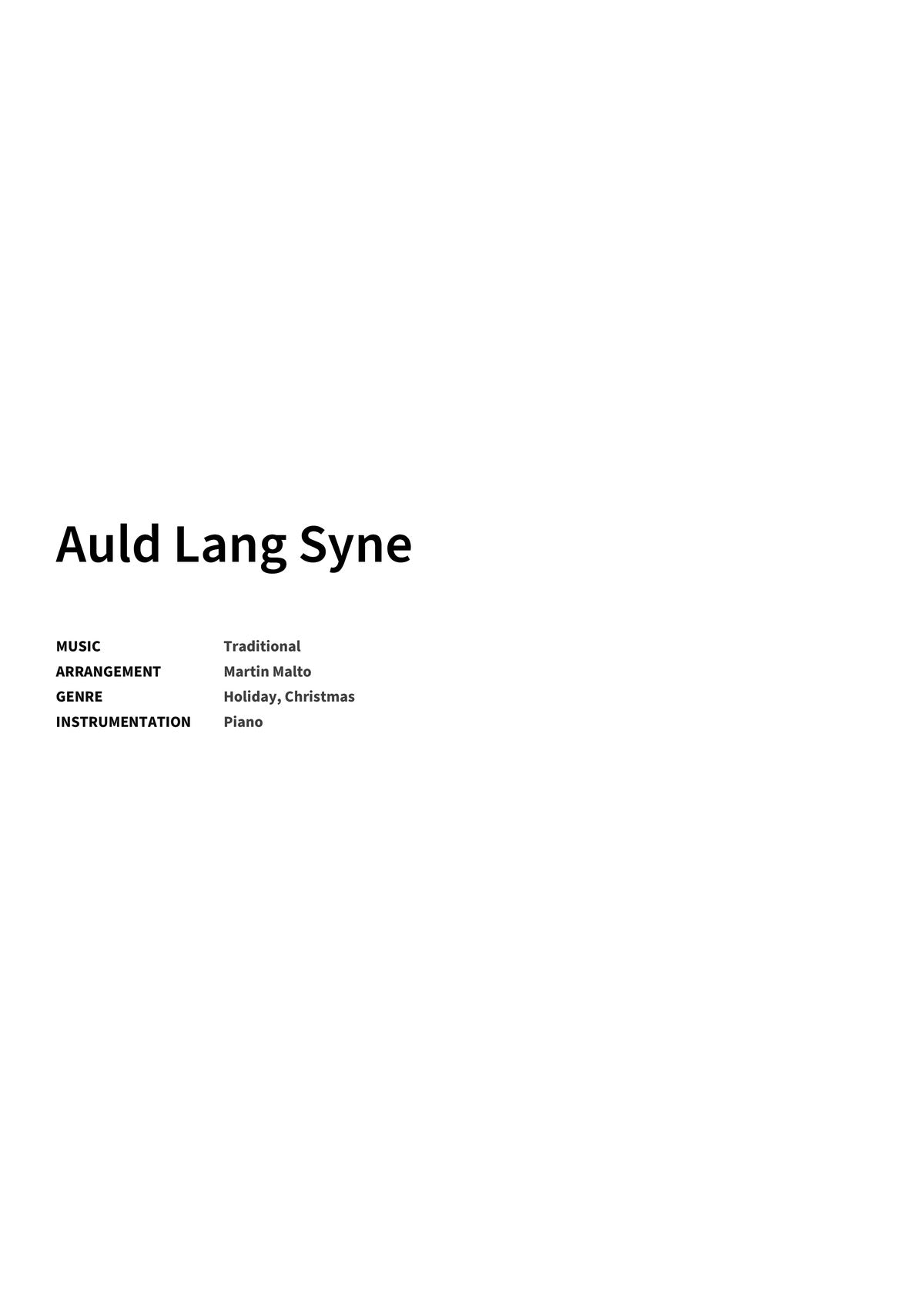 Auld Lang Syne - Title Page