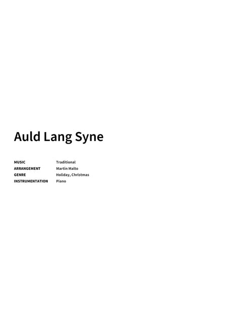 Auld Lang Syne - Title Page
