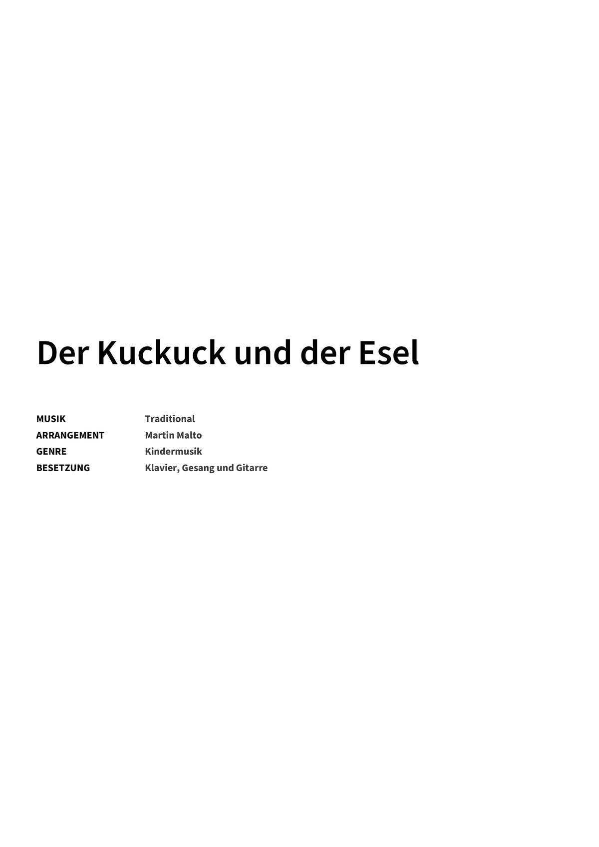 Der Kuckuck und der Esel - Title Page