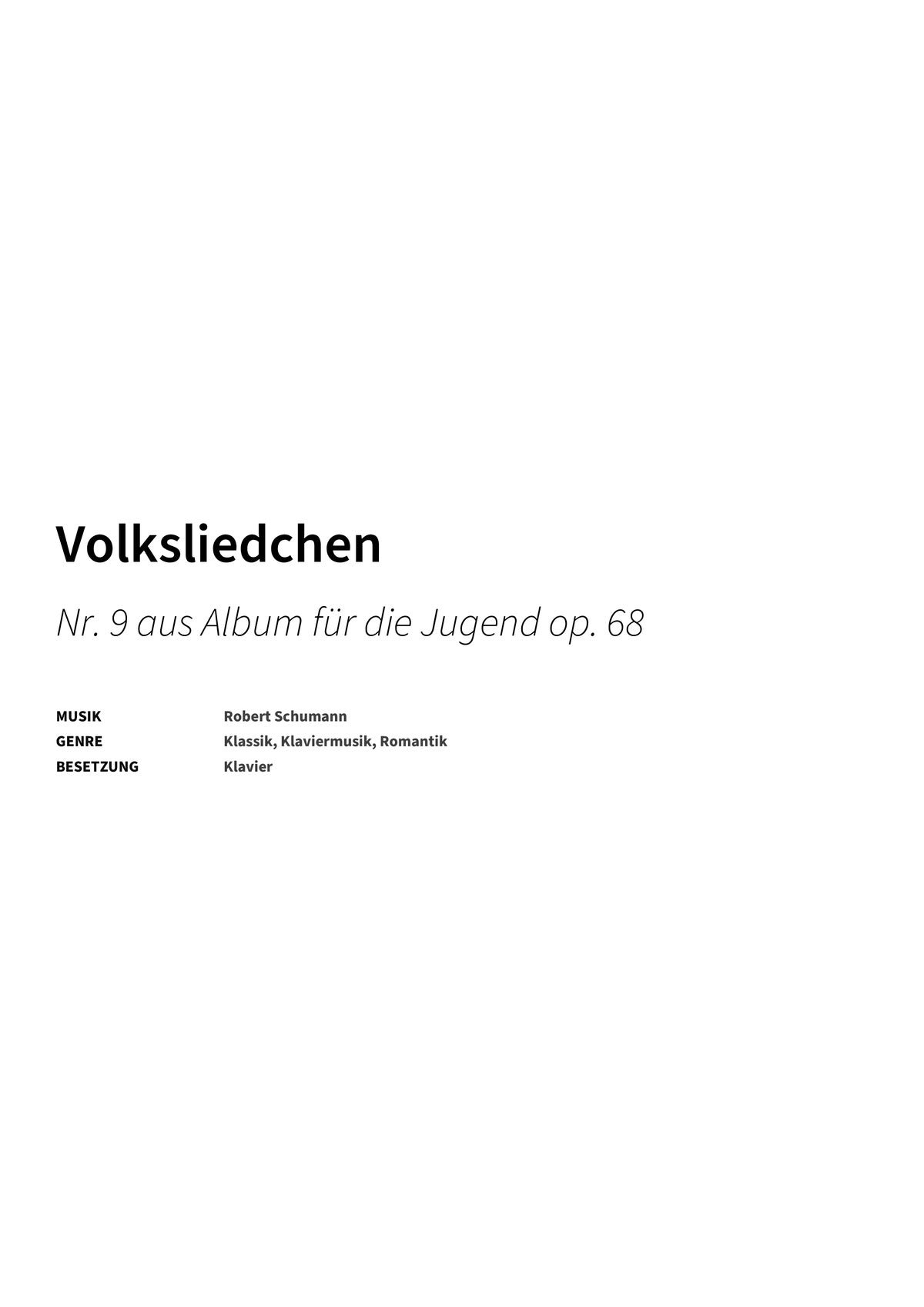 Volksliedchen - Title Page
