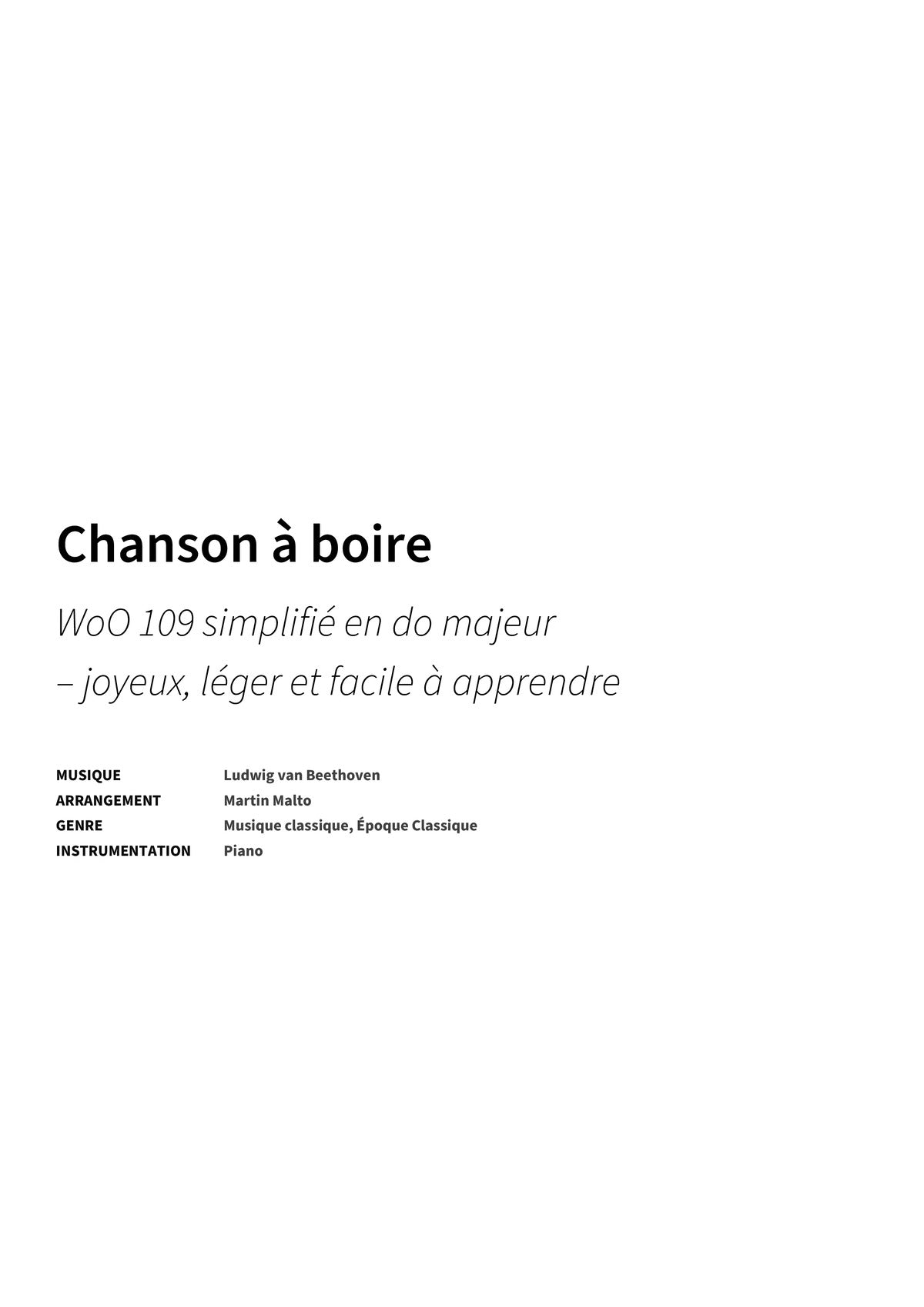 Chanson à boire - Title Page