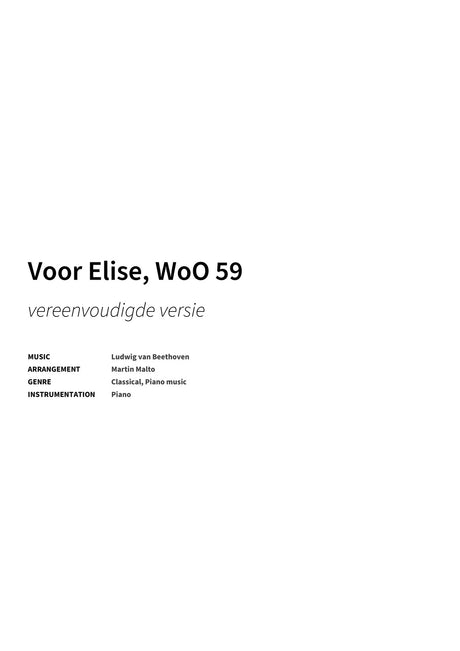 Voor Elise, WoO 59 - Title Page
