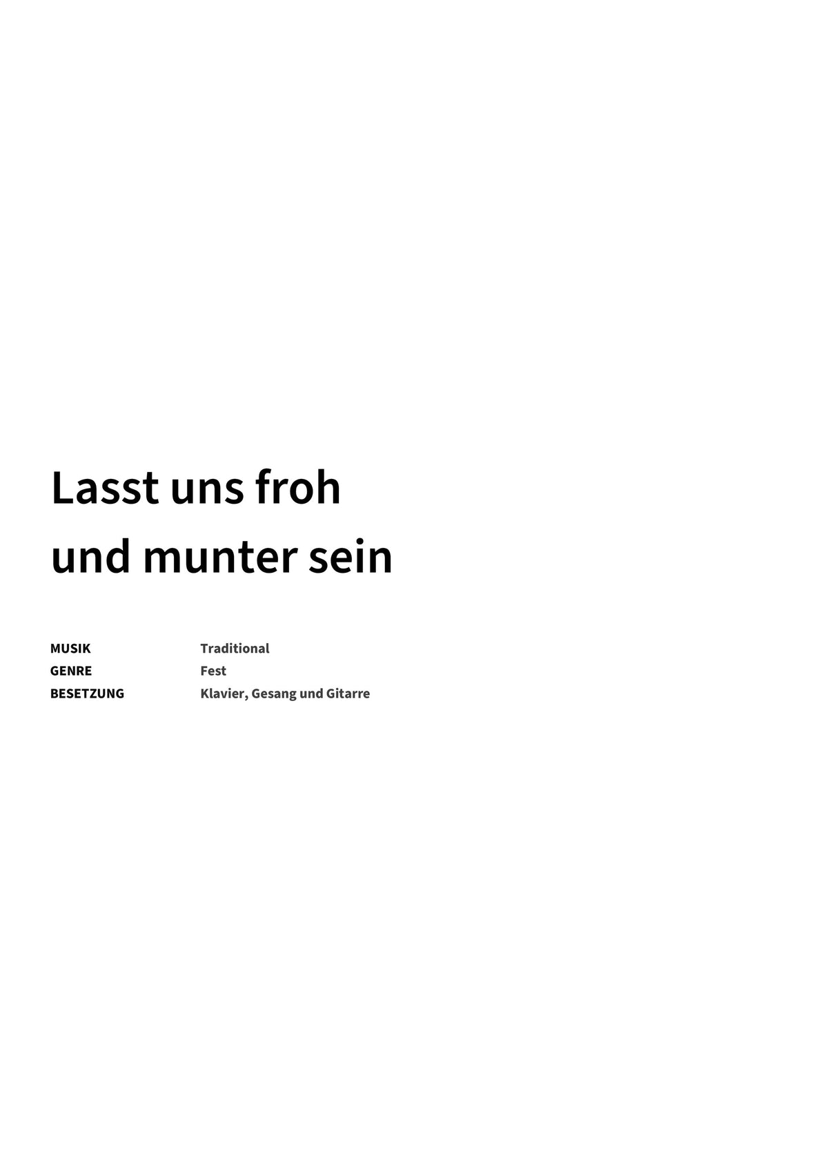 Lasst uns froh und munter sein - Title Page