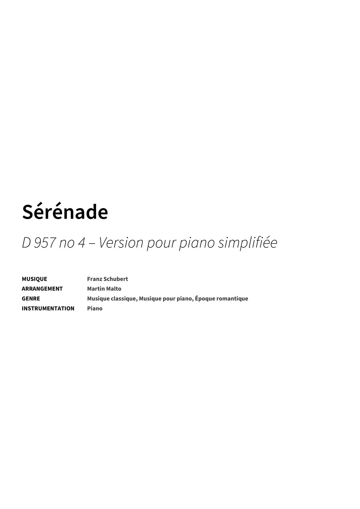 Sérénade - Title Page